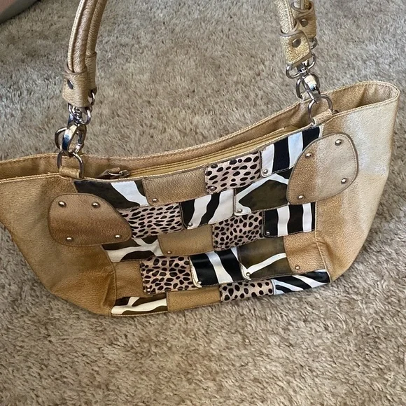 MULTI Animal Print Faux  Leather Tote Purse - Picture 4 of 12